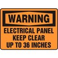 Accuform Accuform Warning Sign, Electrical Panel Keep Clear Up To 36 Inches, 10inW x 7inH, Plastic MELC309VP